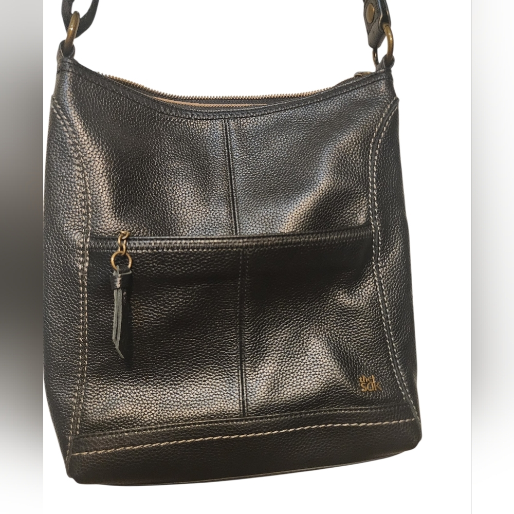 The Sak Black Pebbled Leather Shoulder Hobo Bag